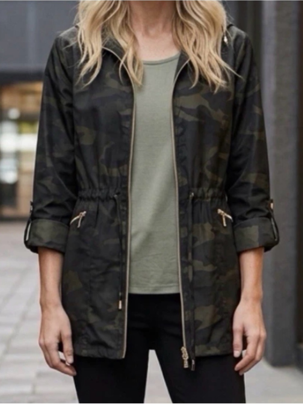 Chico Zenergy Embossed Camo Utility Jacket - Olive